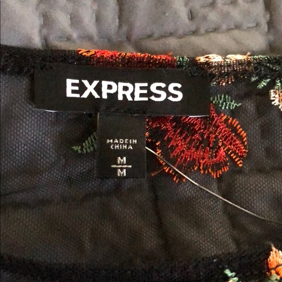 Express sheer floral long sleeve top - Picture 3 of 5